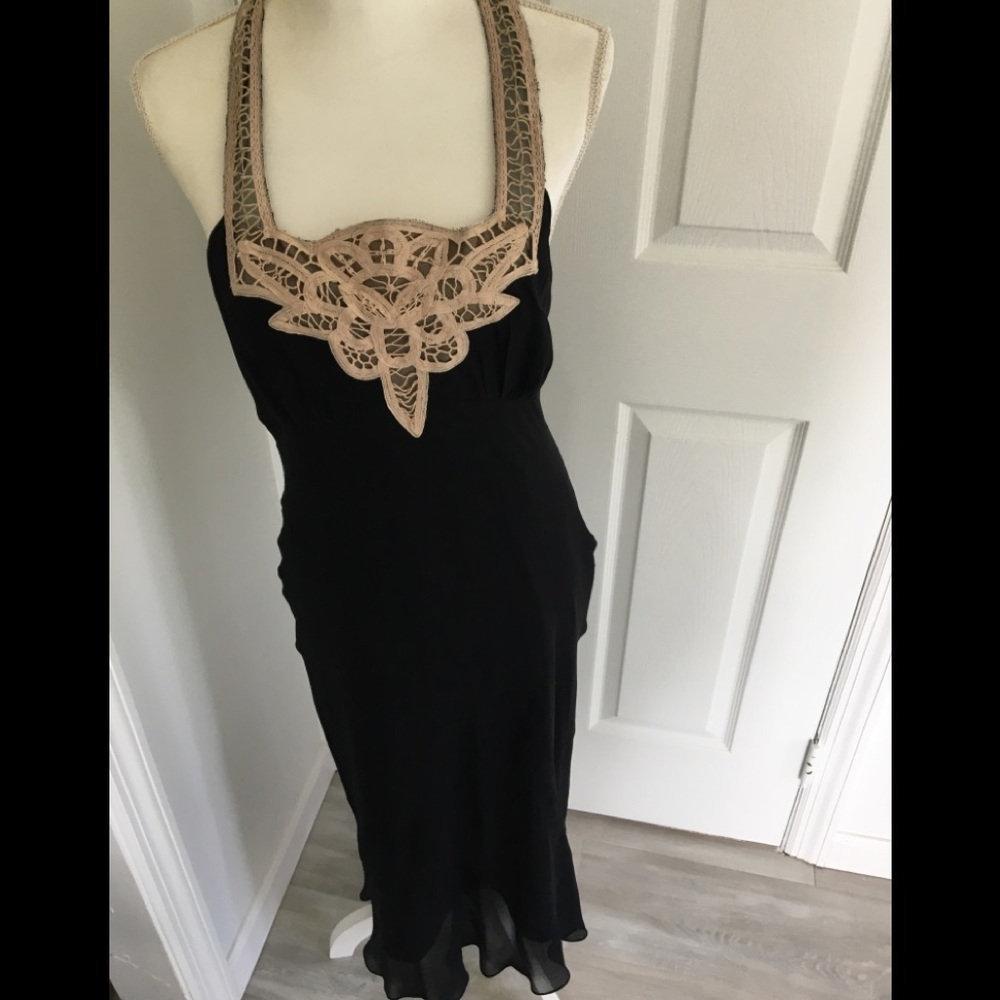 Black Dress with Crochet Neckiine